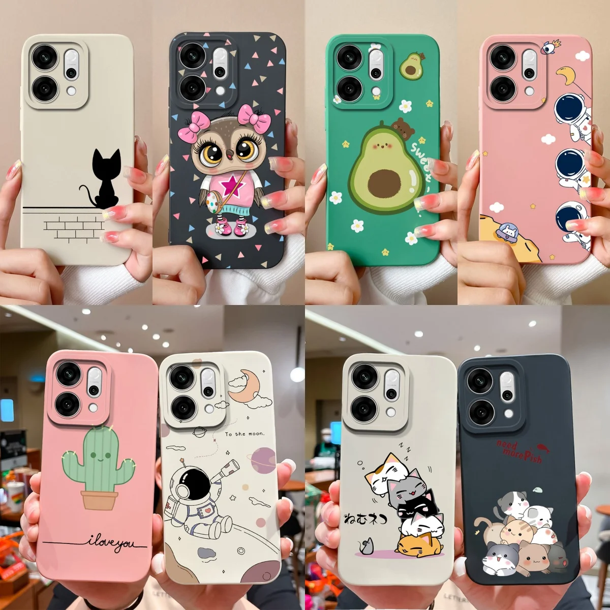Para OPPO Reno 14F 14 Pro Funda Adorable gatito astronauta protección completa Protector resistente a caídas para Reno 14 Pro Reno14 F Funda