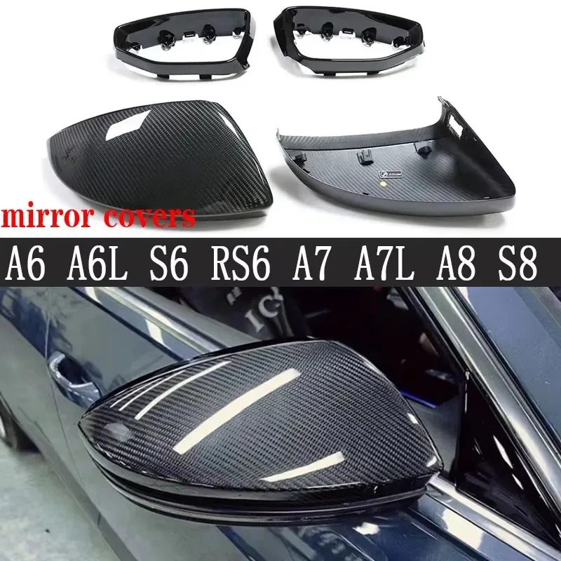 

For audi A6 S6 RS6 A7 S7 RS7 A8 S8 Upgrade Shells Rearview Cap High quality Dry Carbon fiber rear view mirror case cover
