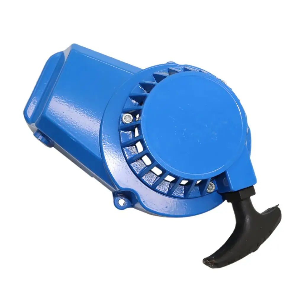 Blue Aluminum Pocket Bike Pull Starter Assembly Easy Start Handle Engine Replacement for 49cc Mini ATV Chopper