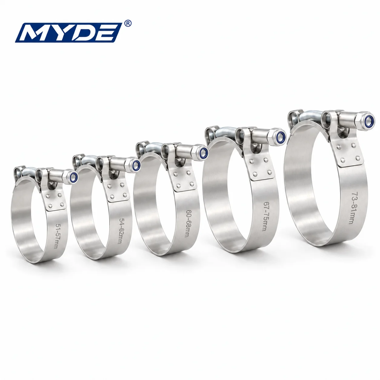 T-Bolt Pipe Clamp 36-110mm Stainless Steel Heavy Duty Hose Clamp for Car Truck Industrial Use 1/5/10PCS
