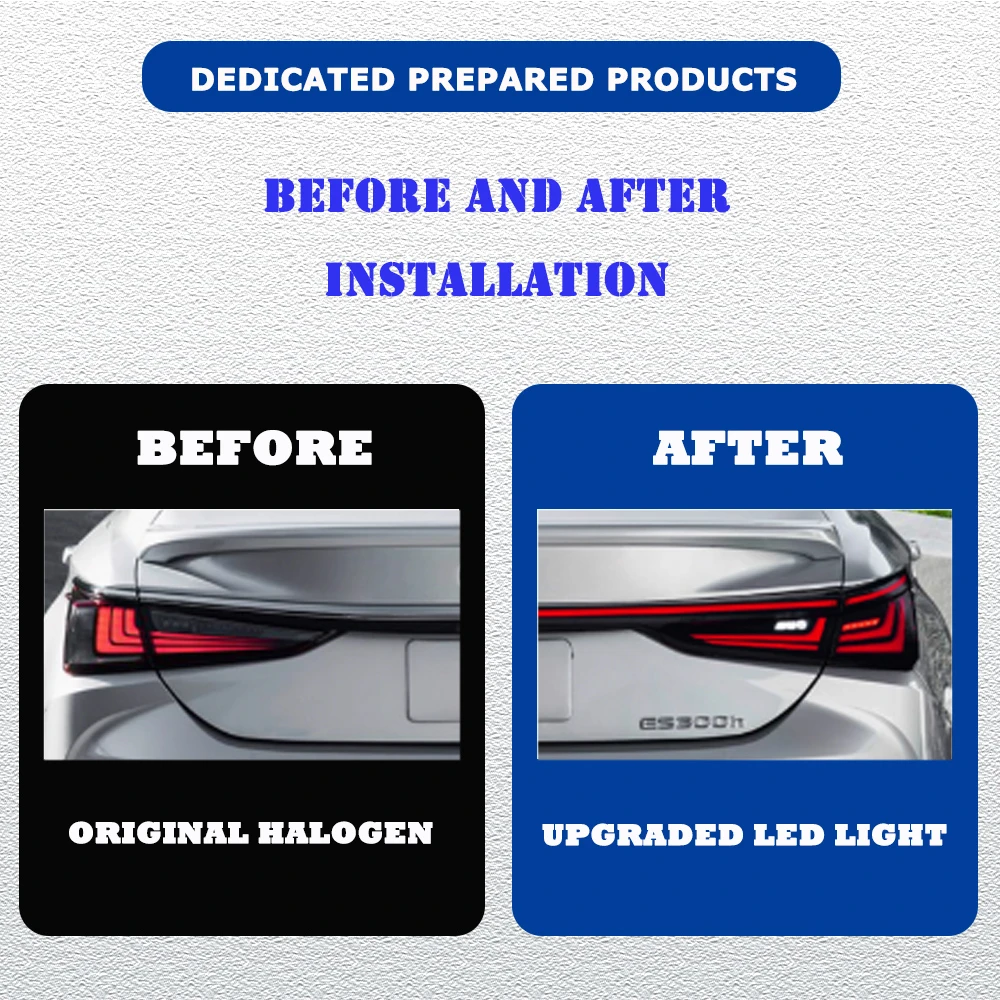 Pop LED Through Tail Lights For Lexus ES ES200 19-24 To 2025 Style Full Led DRL Car Taillights Assembly Signal Accessories Lamp