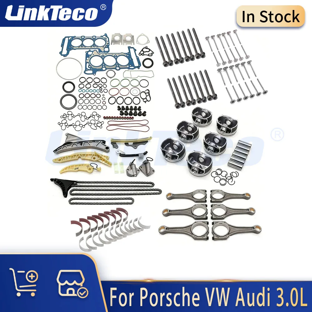 

Engine Full Gasket Set Piston Rods Timing Chain Kit Fit 3.0 L EA839 For VW Touareg Audi S4 S5 A6 A8 Q7 Q8 Porsche Bentley 3.0L