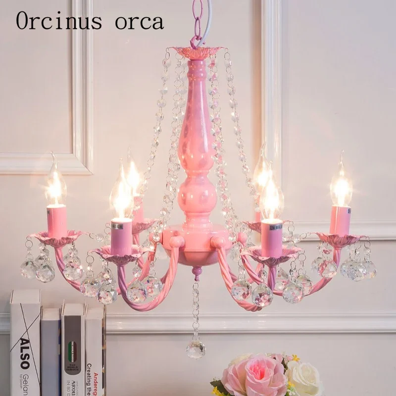 

Pastoral fresh green crystal chandelier Princess Room bedroom warm chandeliers romantic candles children's room chandelier