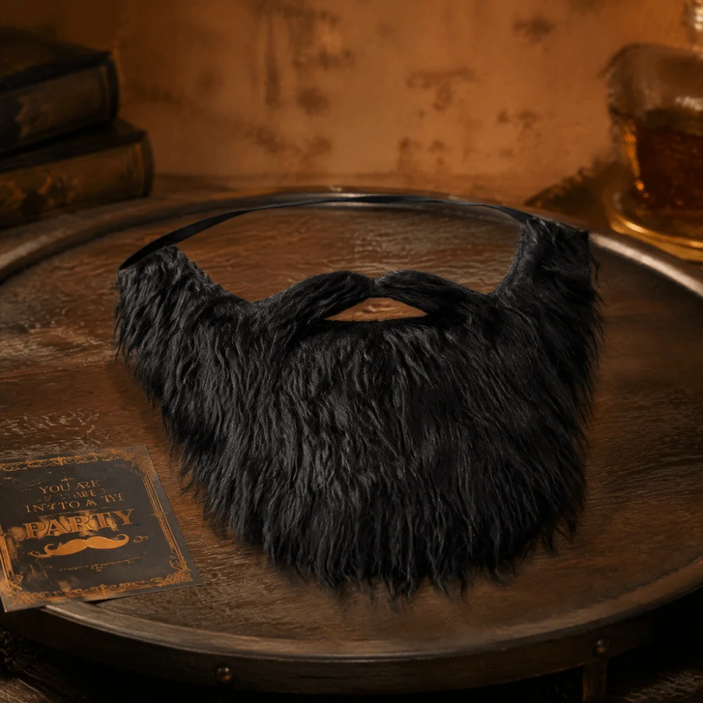 Funny Long Curly Fake Beard Realistic Elastic Rope Facial Hair Multipurpose Synthetic Hair Beard Mustache Holiday Masquerade