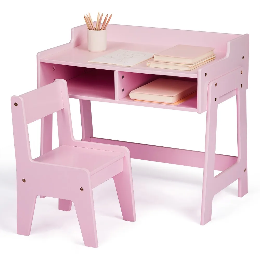 

Study Desk for Boys Girls with Hutch Computer Workstation Student Table & Chair