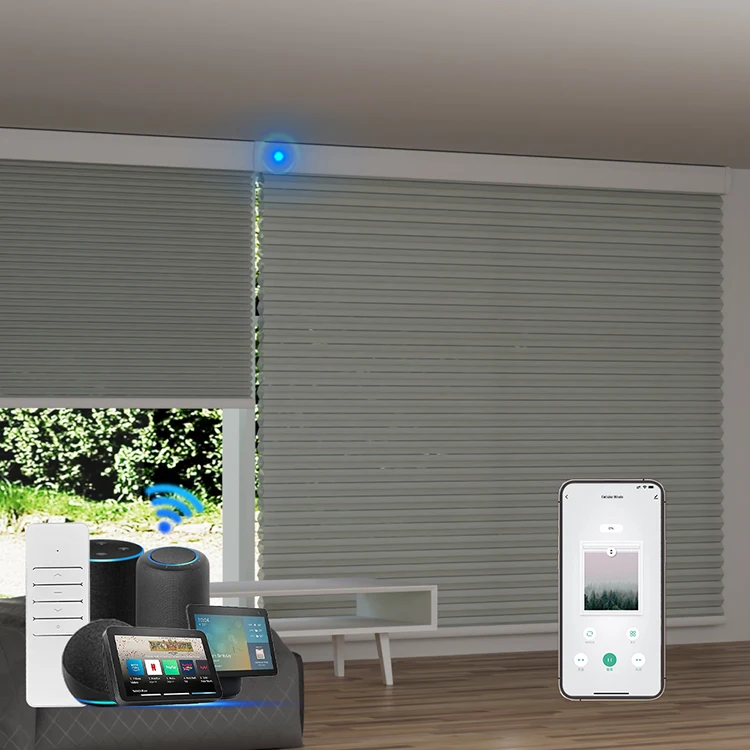 High Quality No Drill Electric Cellular Shades for Home Office Rechargeable Battery Powered Automatic Thermal Honeycomb Blinds