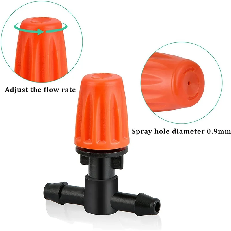

【Superdeals】500 Pcs Three-Way Atomizing Nozzle, Adjustable Mist Nozzles, Drip Irrigation Emitters, Greenhouse Watering System