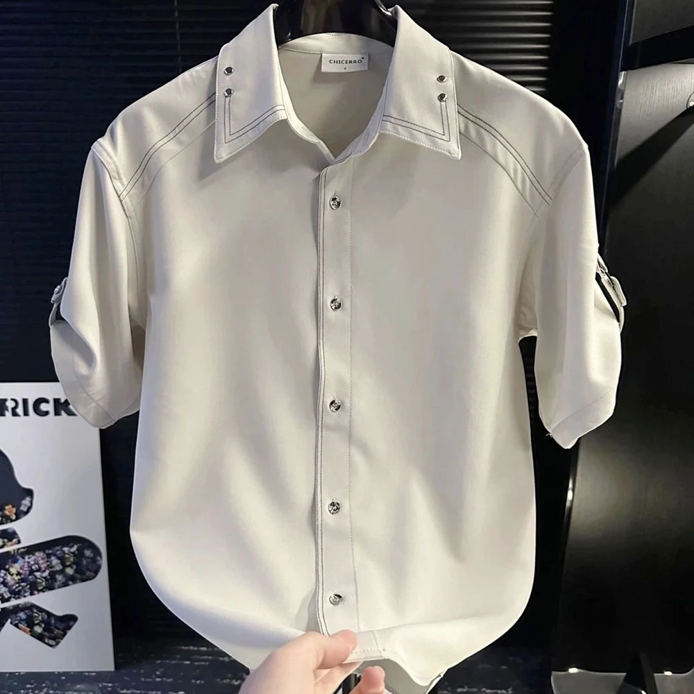 

2025 Summer New Men's Short Sleeve Shirt American Retro Fashion Trend Street Loose Simple Casual Breathable Niche Men's Tops
