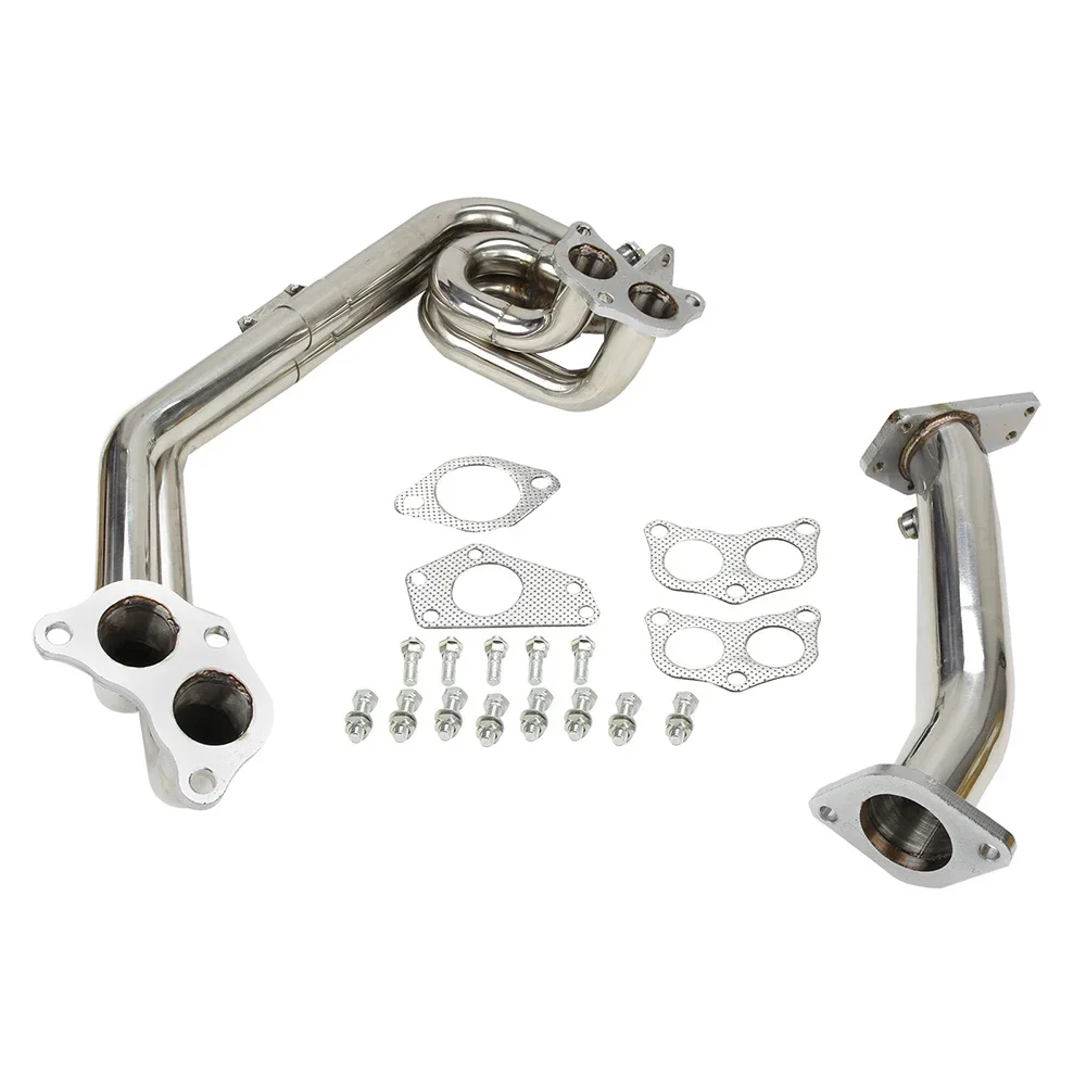 STAINLESS EXHAUST MANIFOLD 2-PIECES HEADER FOR 08-17 IMPREZA WRX/STI G3/G4 EJ25 Automobiles Engines Parts Exhaust Systems