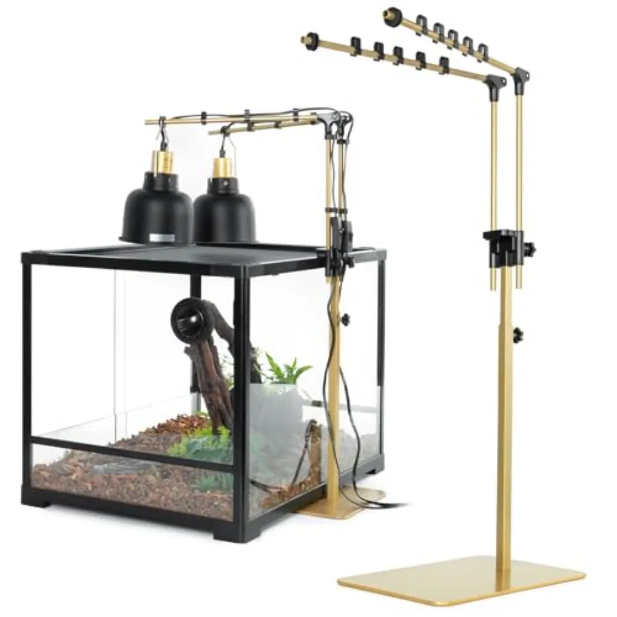 

【Spot goods】Metal Dual Reptile Lamp Stand 17.8"-36.2" Adjustable Tall Heat Lamp Stand Retractable Reptile Light Stand Aquarium