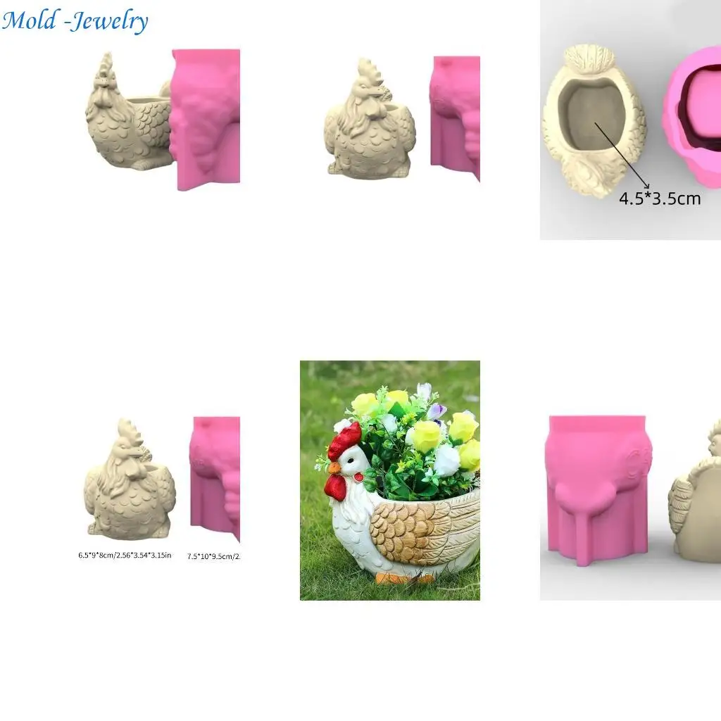 

69HB Rooster Shaped Vase Molds Desk Ornament Molds Perfect Gift for Art Enthusiasts