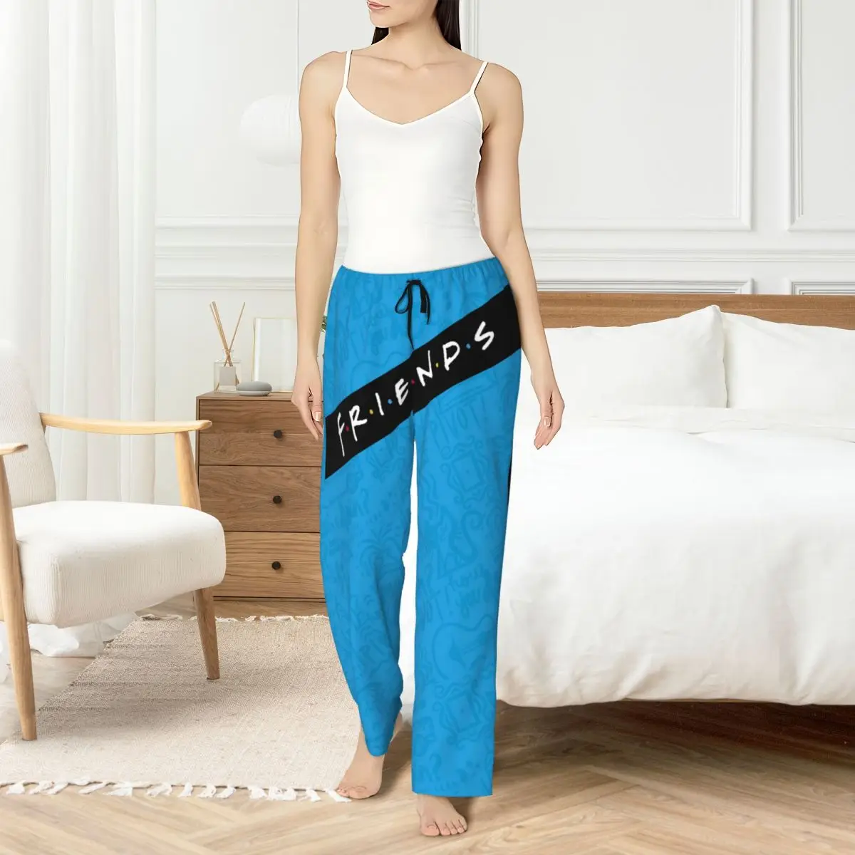 

Custom Print Womens Friends Pajama Pants TV Show Sleepwear Sleep Lounge Bottoms with Pockets