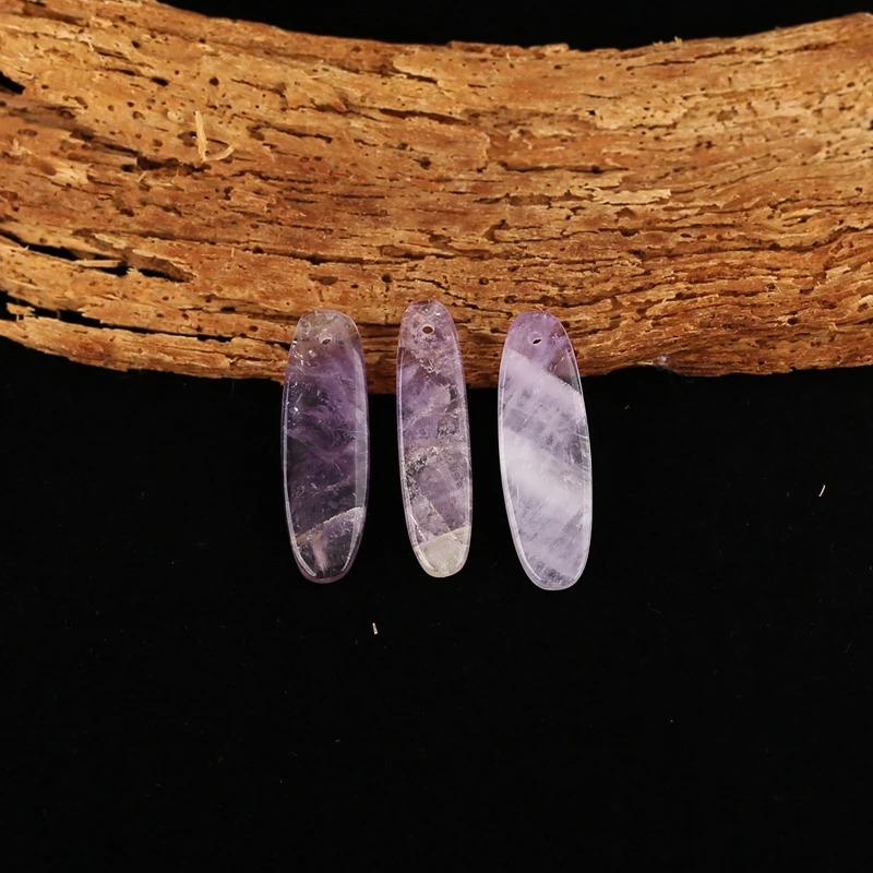 

3PCS B&F Amethyst Pendant Beads Handmade Natural Stone Jewelry Making Supplies