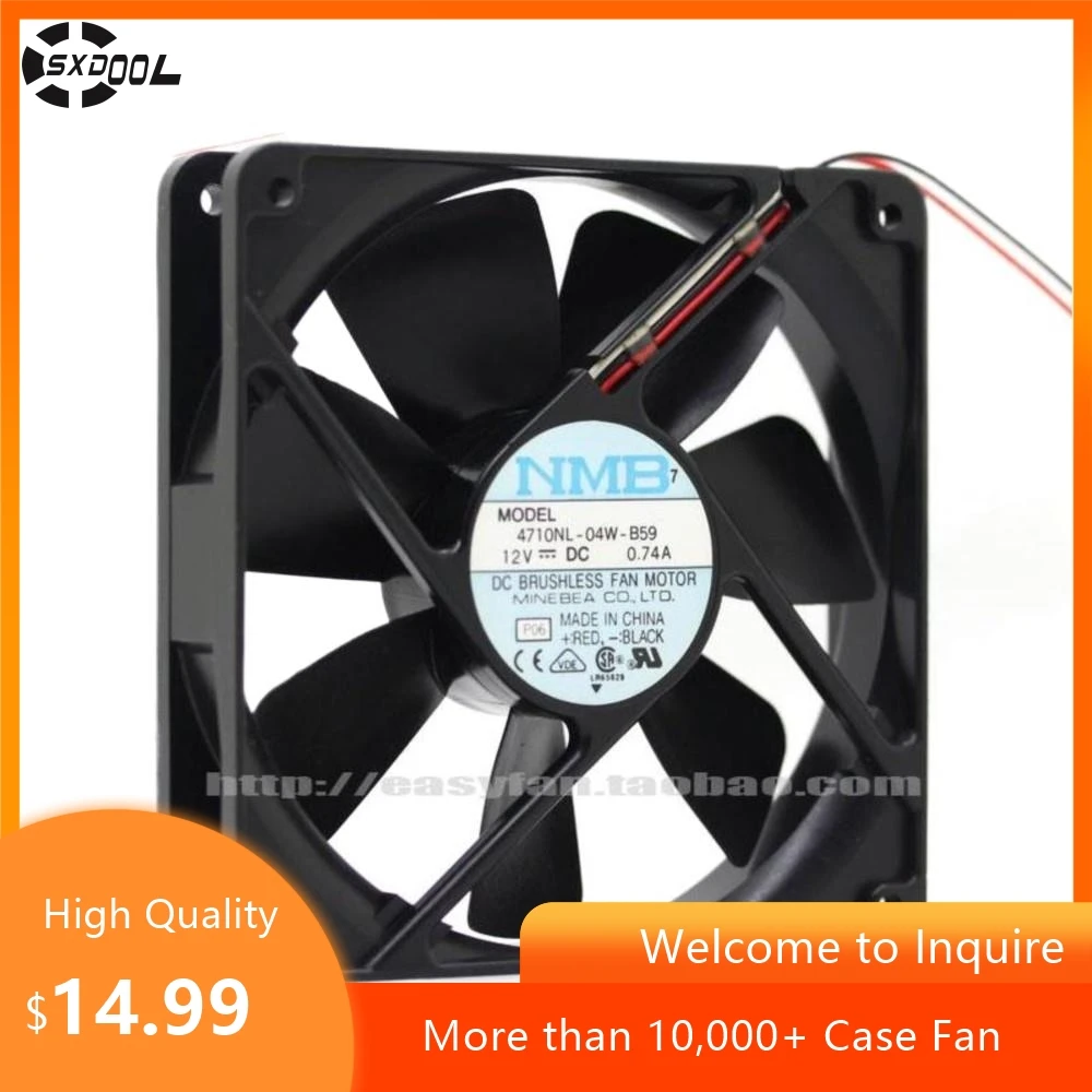 for NMB 4710NL-04W-B59 120mm 12025 12V 0.74A Dual Ball Bearing Cooling Fan 120x120x25mm Cooler