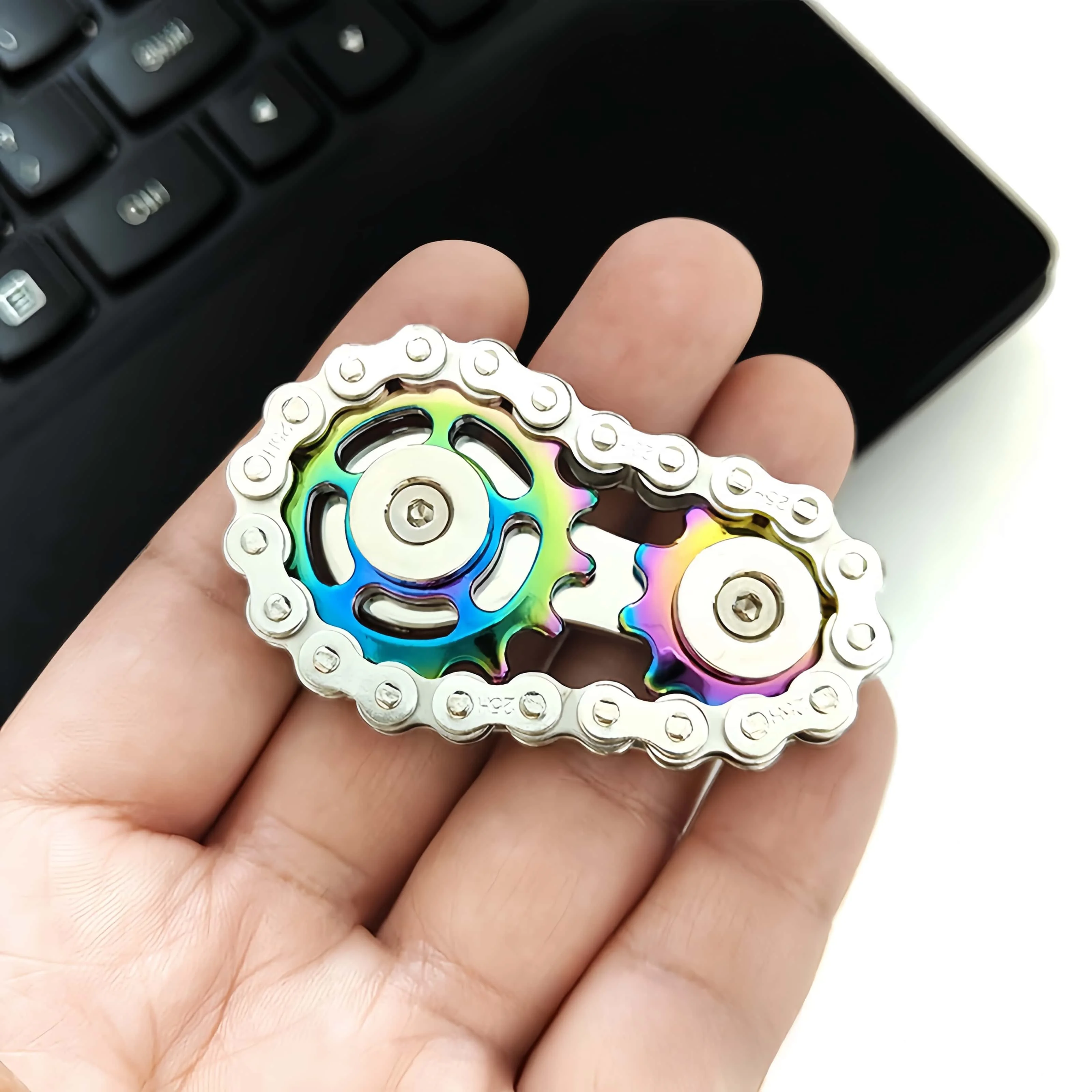 Nieuwe Tandwielen Vliegwiel Vingertop Gyro Fidget Spinner Antistress Angst Metalen Fiets Kettingen EDC Spinner Fidget Speelgoed Voor Volwassen