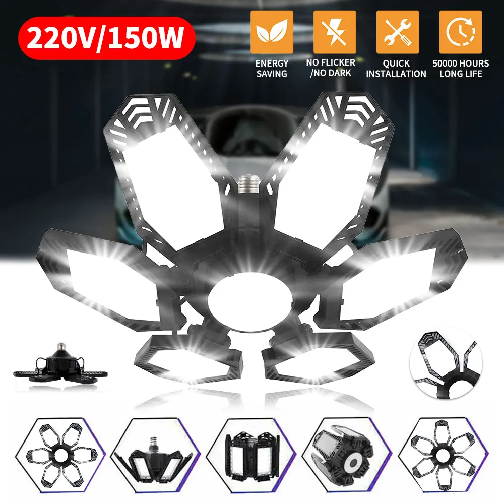 6 لوحات LED أضواء المرآب مع E26/E27 سقف متجر العمل Lamp180W 16000 التجويف AC220V 110V لمبة لورشة العمل الإضاءة الصناعية