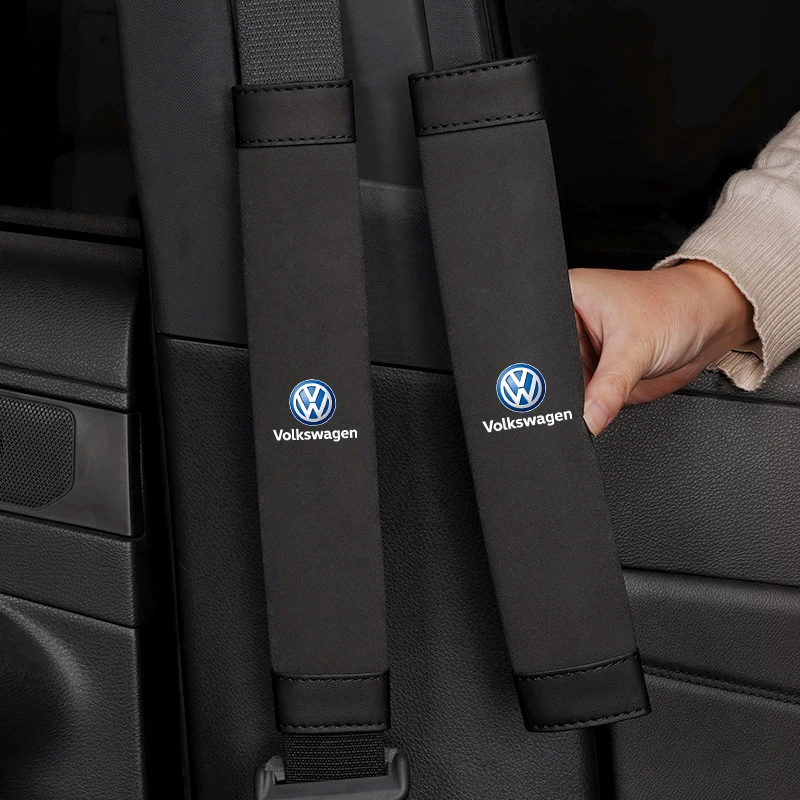 

2PCS Car Seat Belt Pad Cover Suede Soft Car Shoulder Pad for Volkswagen VW GTI Touran ID3 T-Cross Golf T5 Atlas Polo Jetta T-ROC