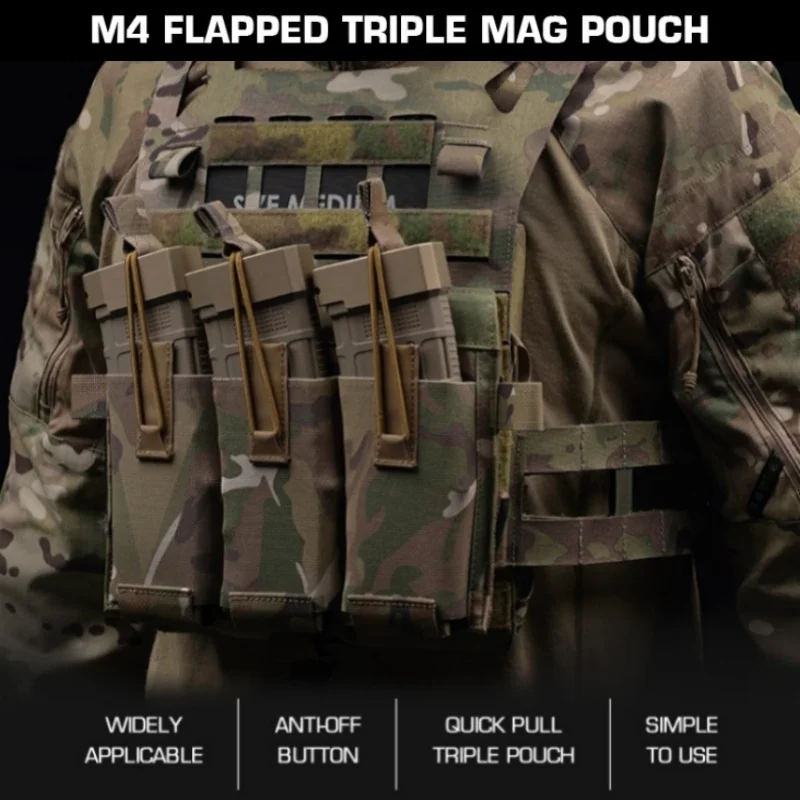 

M4 Triple Elastic Mag Carrier | Battle-Ready 5.56 Speed Reload System | Low-Profile MOLLE Platform