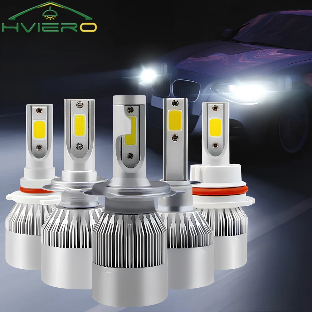 2pcs C6 72W H11 H4 H1 H7 COB LED HB4 9006 Car Headlight Bulbs Car Fog Light 12V 7200LM Auto Headlamps Signal lamp Driving lighti