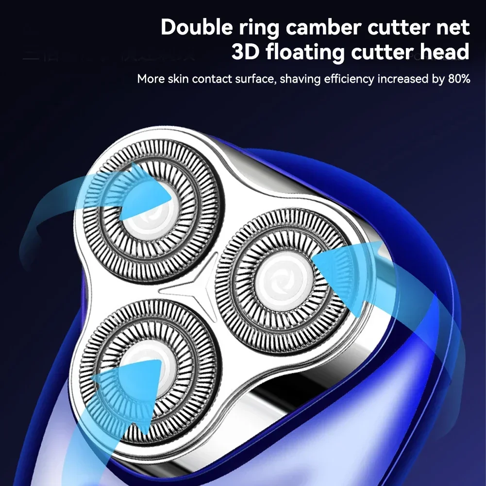 Mini Electric Shaver for Men Portable Beard Knife TYPE-C Charging Three-Head Shavers Face Body Razor with Digital Power Display