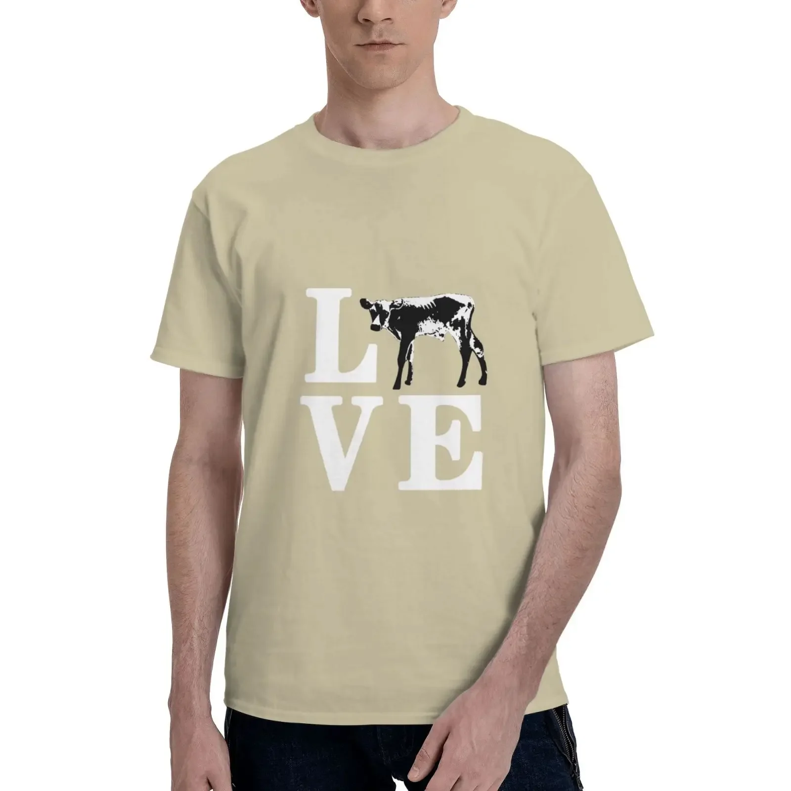 

Cow Love Mens T Shirts Animal Tshirt Streetwear Cotton Daily Four Seasons Tees Shirt Men Clothing Anime Clothes