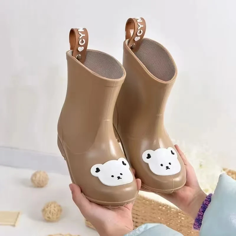 Bota de chuva impermeável em PVC para criança infantil, Sapatos de urso infantil, Fundo macio, bebê menino e menina, 1 a 6 anos