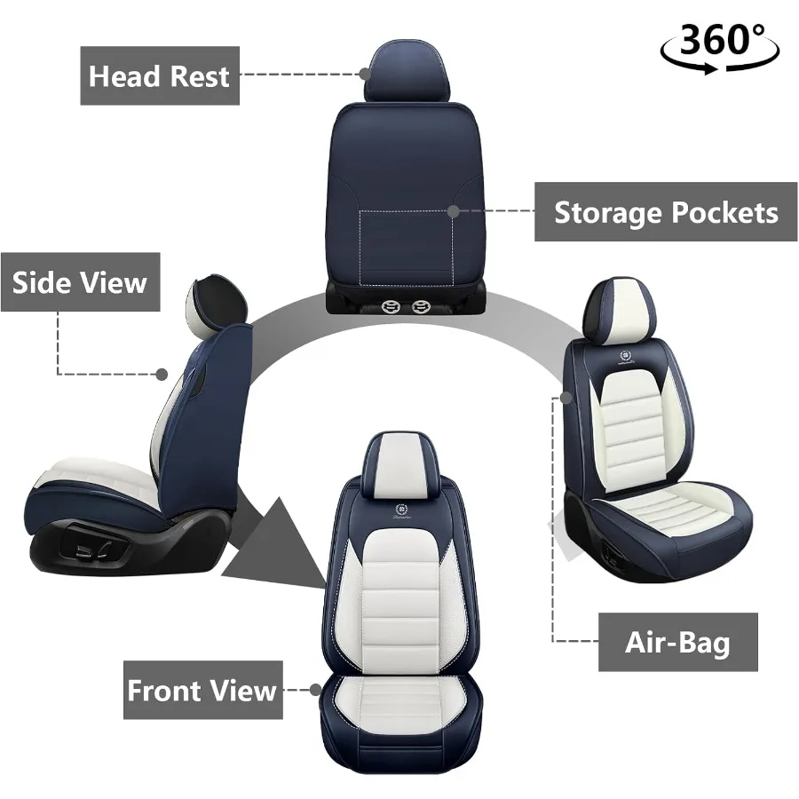 المجموعة الأمامية أغطية مقاعد السيارة لبونتياك GTO 20042006 مقاوم للماء مقاومة للبقع قسط حماة مقاعد جلد نابا مع التخزين #2