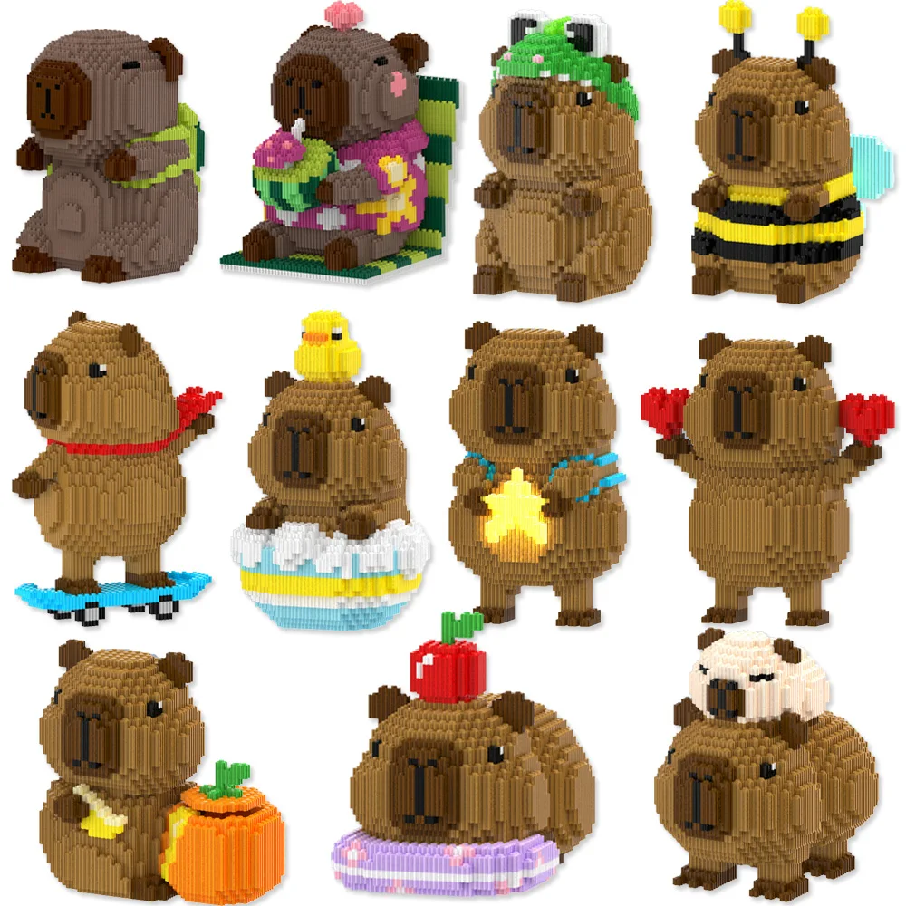 

Волшебный строительный блок с изображением животных, забавная модель капибары, игрушка, собранные кирпичи, фигурка для детей, Рождественский подарок