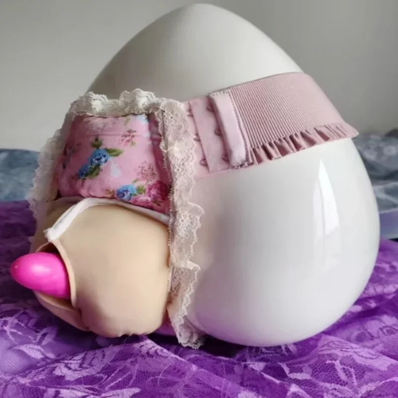 Homme Sexy rose dentelle florale string bas ouvert poche convexe slips rempli de coton épais gonflé t-back bande hygiène culotte BF fête