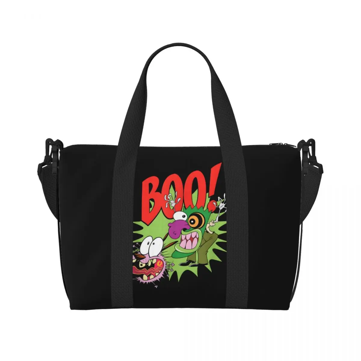 

Пользовательские C-Courage The Cowardly Dog Пляжная сумка-тоут для женщин Собака с большим отсеком Пляжные дорожные сумки для спортзала