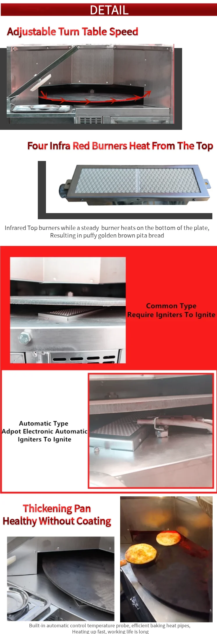 فرن ماكينة صنع خبز روتي العربية التجارية بيتا ، فرن بيتا كعكة بذور السمسم التجارية المسطحة
