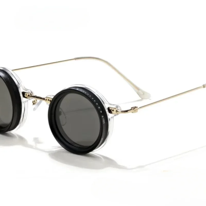 男性と女性のためのビンテージスタイルの偏光ダブルレンズサングラス調整可能手作りラウンドアウトドア運転釣りフィルターuv400