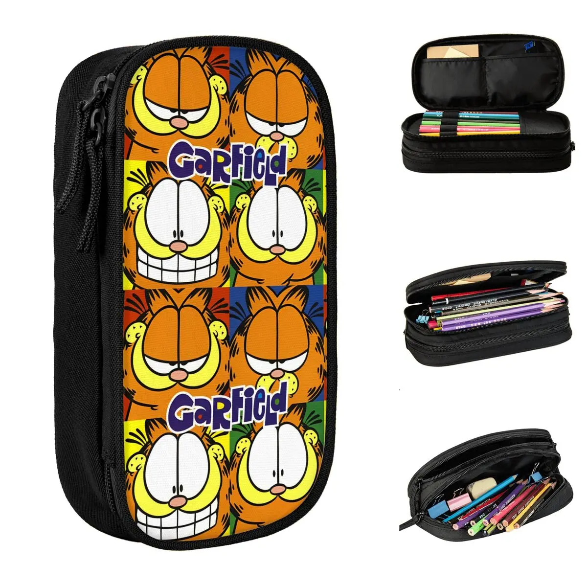 G-Garfielded Different Expressions Pencil Case Classic Cute Cartoon Pen Holder Bags Student Big Capacity Cosmetic Pencilcases