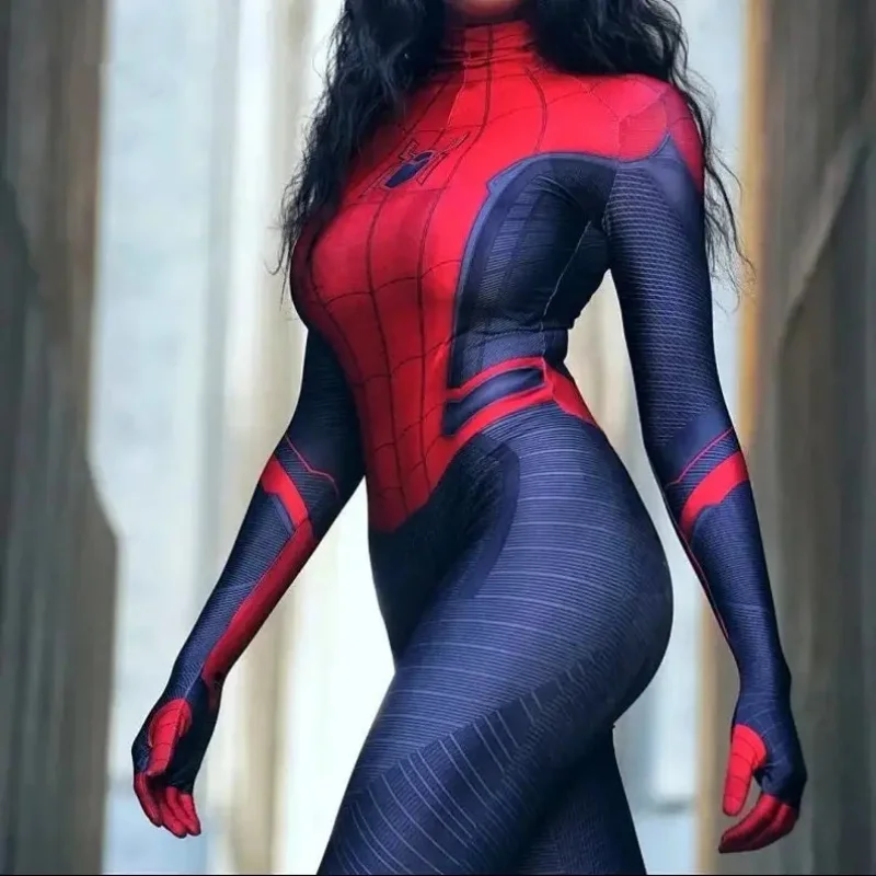 ☆ SunlCos Woman Spidecosplay Far From Home Cosplay-Kostüm für Erwachsene, Superhelden-Zentai-Anzug, Party-Overall ☆
