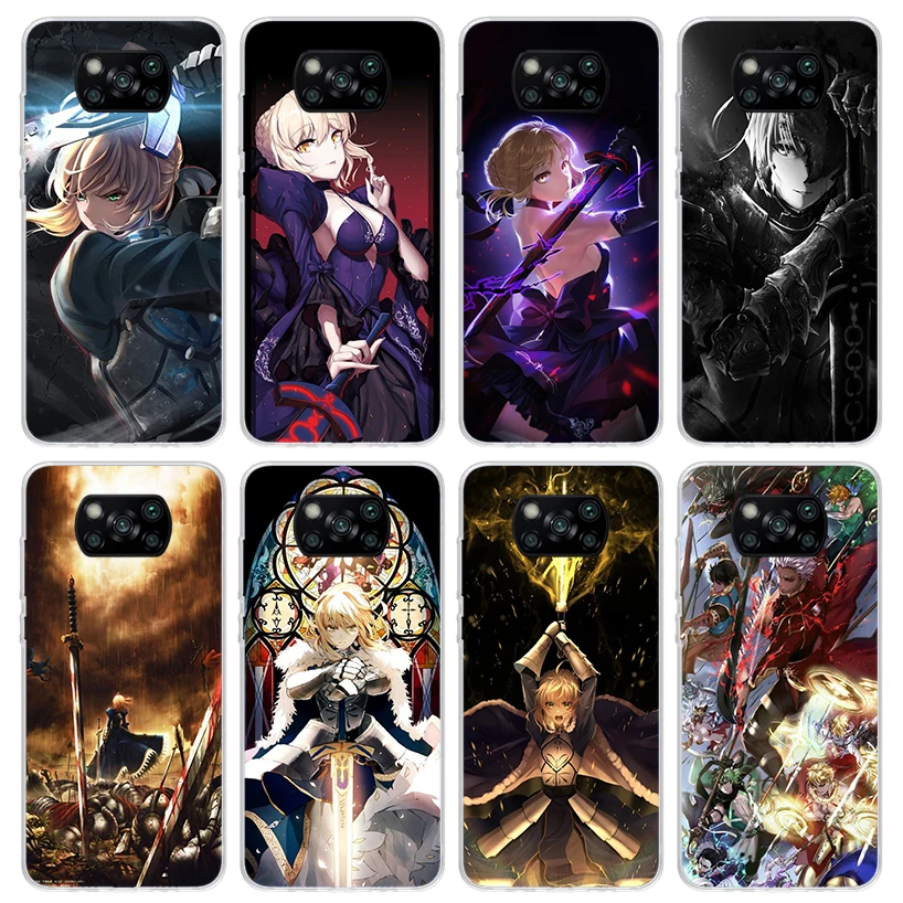 Fate Zero Stay Night Saber Phone Case for Xiaomi Poco X6 X5 X4 X3 Nfc F6 F5 Pro F4 Gt F3 F2 F1 M5S M4 M3 5G Soft Cover Print Fun