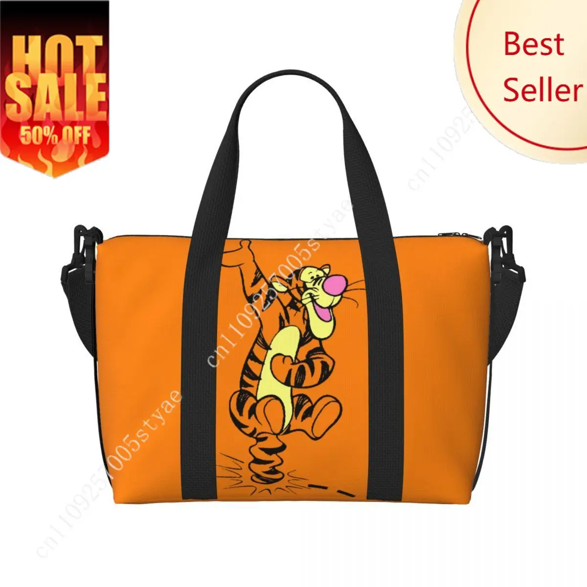 

Custom My Friends Tigger Pooh Cartoon Tote Bag Women Large Capacity Gym Beach Shoulder Travel Bag