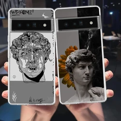 Graffiti Great Art Aesthetic David Mona Lisa Phone Case For Google Pixel 9 8 7 6 Pro XL 8A 7A 6A 5 4 5A 4A 3A XL 5G Clear Cover