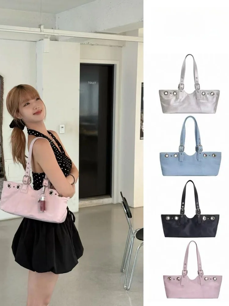 

Сумка-тоут с заклепками в стиле панк, большая мотоциклетная сумка Capaci Faion, сумка на одно плечо с наклонным крестом, повседневная сумка с крыльями, сумка для подмышек