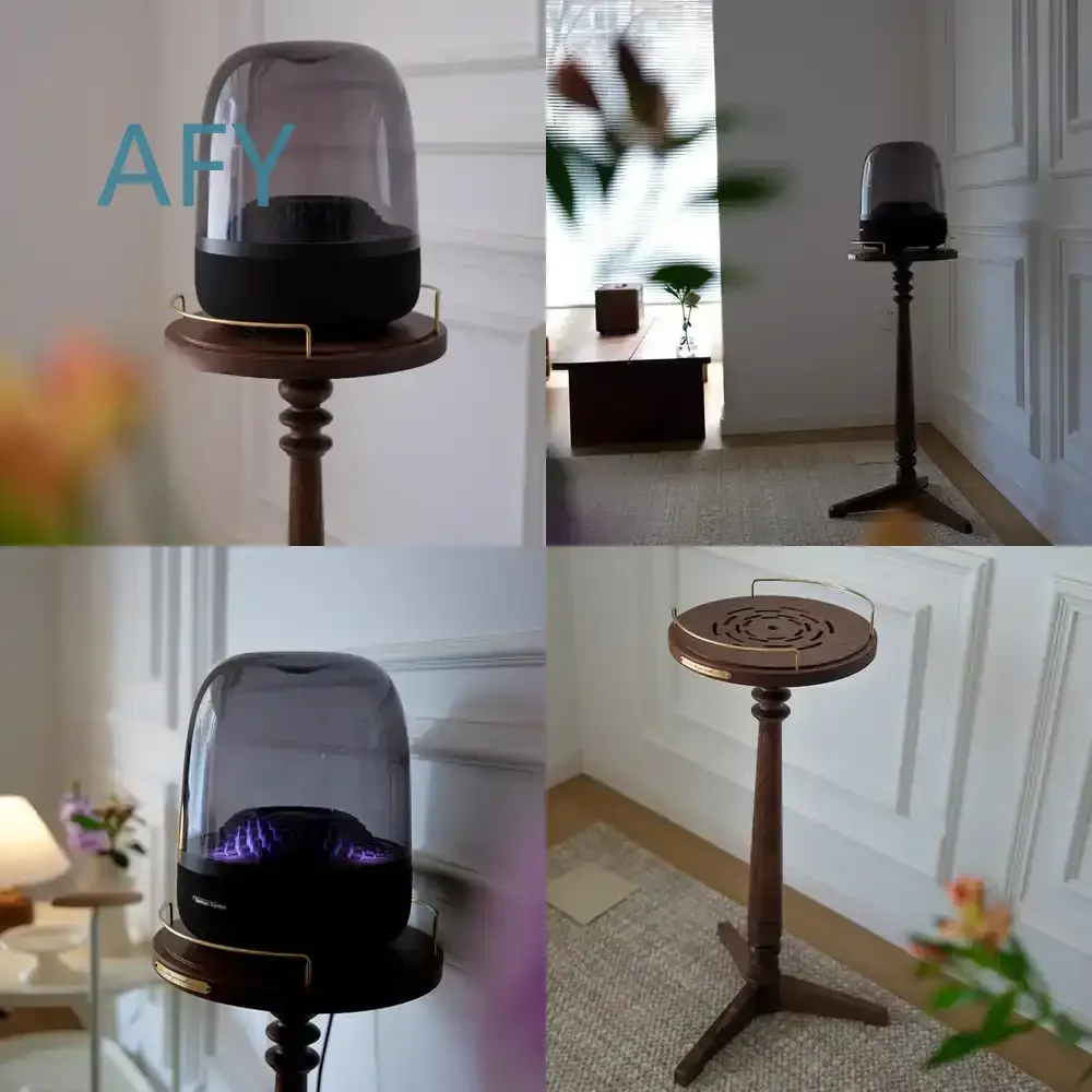 Audio Stand for Speakers and Audio Equipment Solid Wood Black Walnut Floor Speaker Stand for Home Theater Stereo System