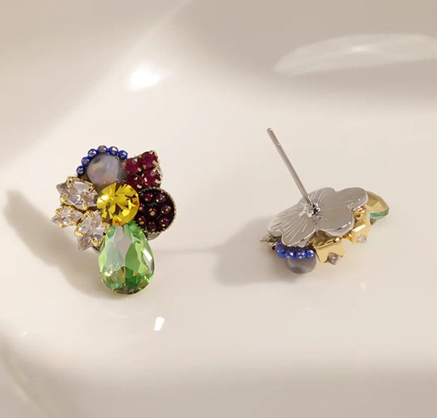 2022 new Simple copper plated gold diamond vintage 925 silver needle Earrings for women Fashion Jewelry