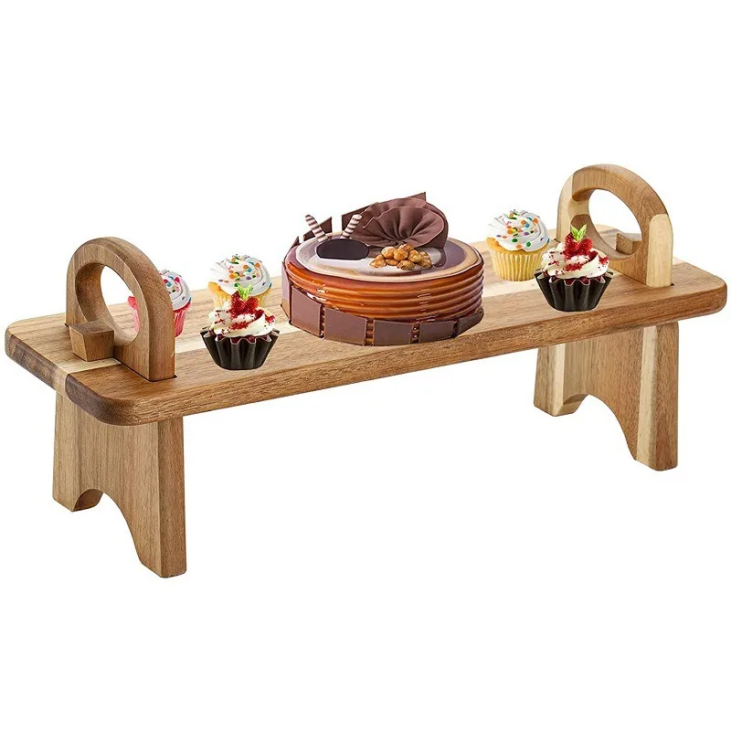 

Cross-border Acacia Wood Removable Cake Display Rack Portable Picnic Food Tray