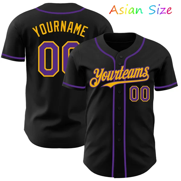 

Classic Button Down Baseball Jersey Customized Team Name Number Black Baseball Shirt For Men Women Casual Hip Hop Streetwear Top
