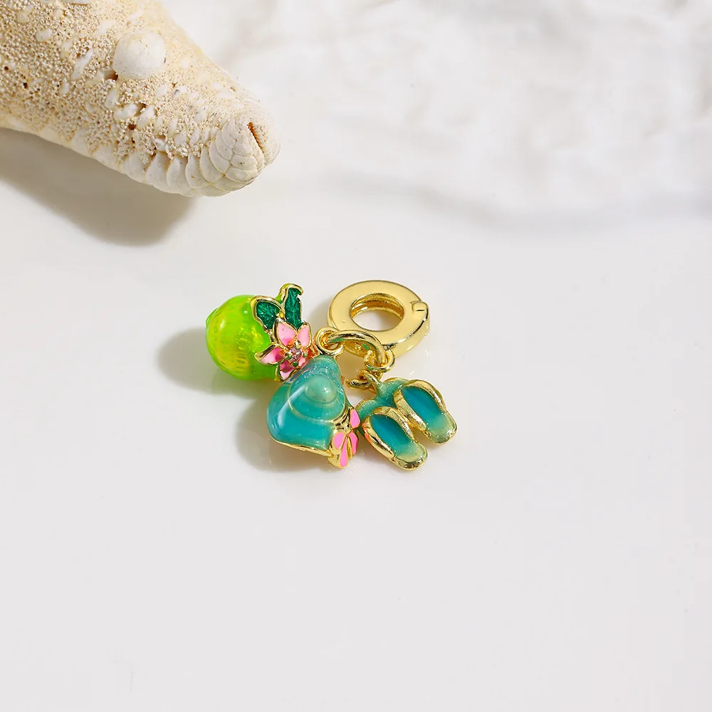 3 dripping groom and bride dress beach slippers straw hat flower basket large hole beaded pendant DIY bracelet accessories