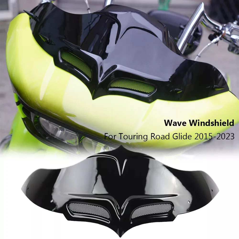 For Harley Touring Road Glide 2015-2023 2022 2021 Windshields Motorcycle Upper Windscreen Wind Deflector Fairing Cover Black