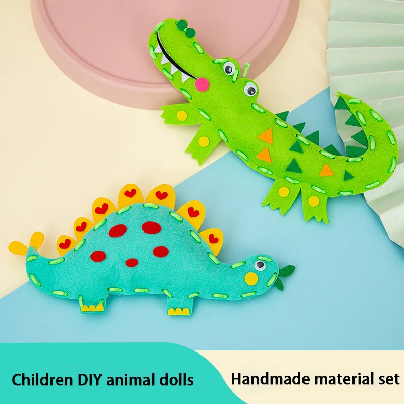 Kit de costura de animais de desenho animado 3d para iniciantes, crianças, artesanato, 8 projetos fáceis de diy, bonecos de animais de pelúcia, brinquedos rosqueados para crianças