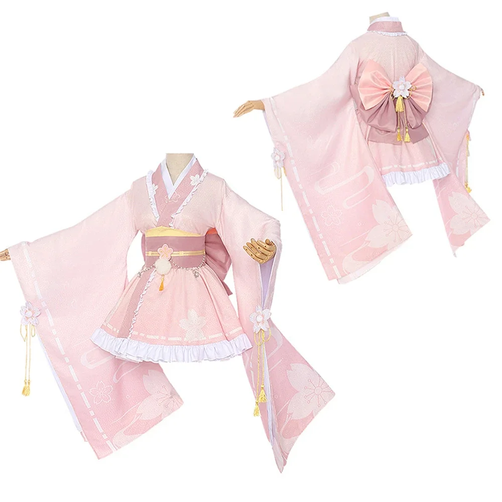 Anime My Hero Academia OCHACO URARAKA Halloween Cosplay Costume Women Pink Kimono Lolita Dress Outfits