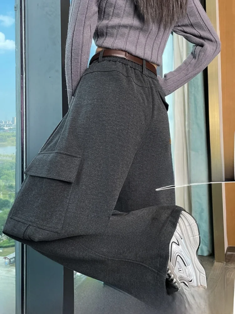 ay Fce Lined Casual Work Pants Women High Waist Straight Leg Commute Sle ket Detail No Ironing Required