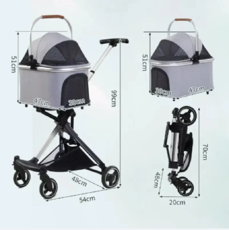 Detachable Double Layer Pet Stroller, Lightweight, Four Wheel, Shock Absorption, Luxury, Dogs, Cats, Baby Pull Cart