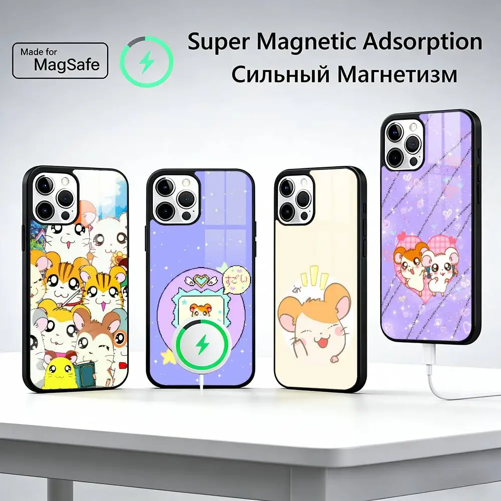 

Cute Hamster H-Hamtaro For Magsafe Phone Case for iPhone 17 16 15 14 13 12 11 Series Wireless Charging