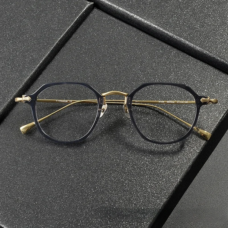 New Arrival Glasses Frame 81036 Myopia Retro Women Lightweight Handmade Tortoiseshell Pure Titanium Prescription Men Eyewear